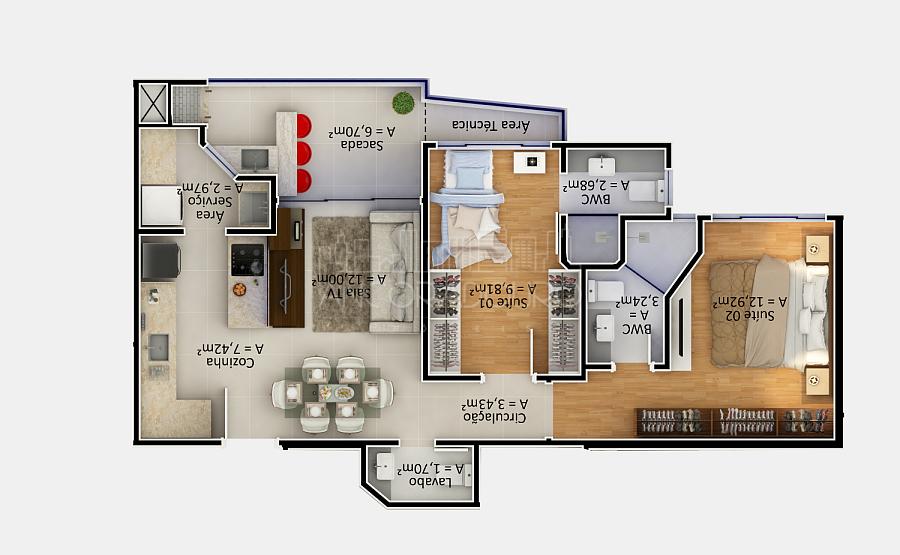 Apartamento novo 2 Suítes, 2 vagas garagem, ampla sacada com churrasqueira, Ressacada em Itajaí. — foto 14