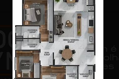 Apartamento com 3 quartos à venda, 95m², 2 banheiros, 2 garagens - Centro - Itajaí