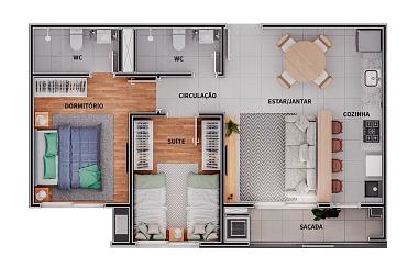 Apartamento com 2 quartos à venda, 62m², 2 banheiros, 1 garagem - Fazenda - Itajaí
