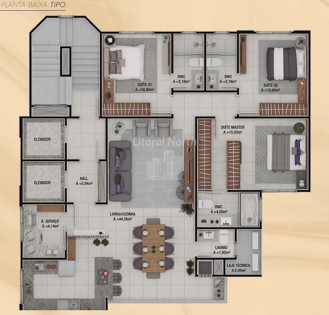 Apartamento à venda com 3 quartos, 3 suítes, 2 vagas e 121m² no Pioneiros, Balneário Camboriú (SC) — foto 9 de 10