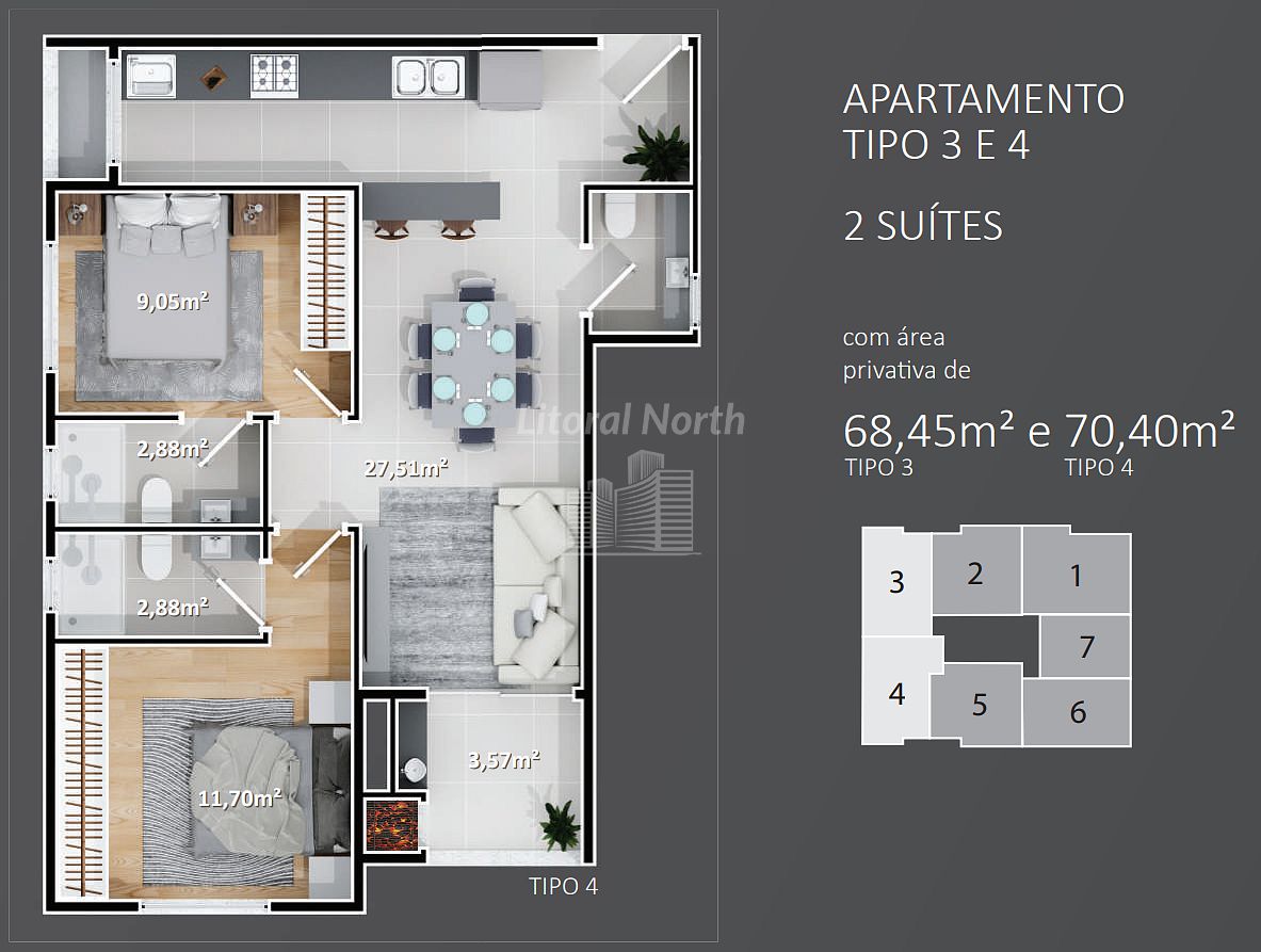 Apartamento à venda com 2 quartos, 1 suíte, 1 vaga e 65m² no Nações, Balneário Camboriú (SC) — foto 9 de 11