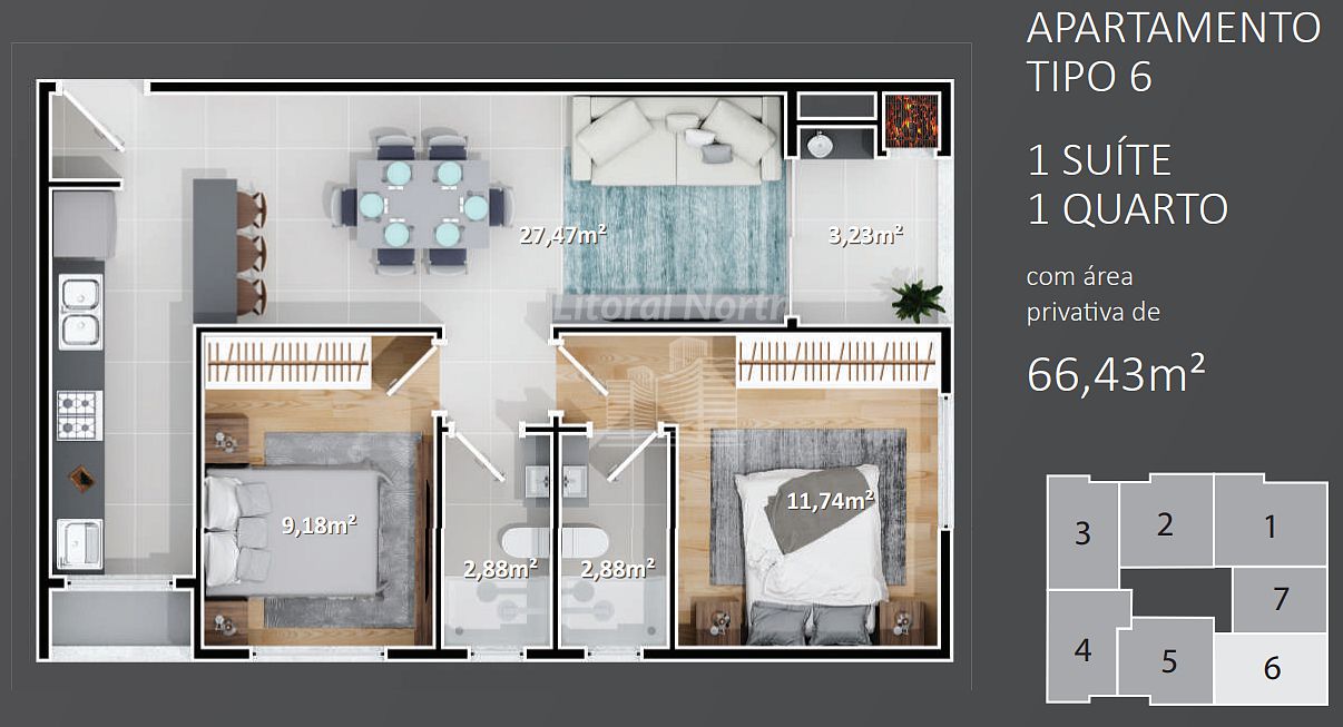Apartamento à venda com 2 quartos, 1 suíte, 1 vaga e 65m² no Nações, Balneário Camboriú (SC) — foto 10 de 11