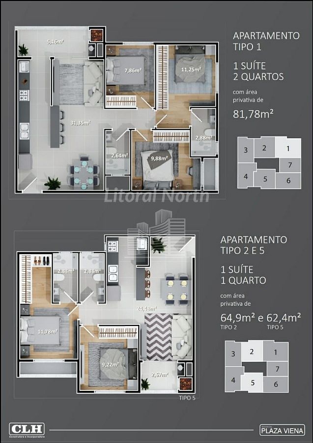 Apartamento à venda com 3 quartos, 1 suíte, 2 vagas e 81m² no Nações, Balneário Camboriú (SC) — foto 4 de 7