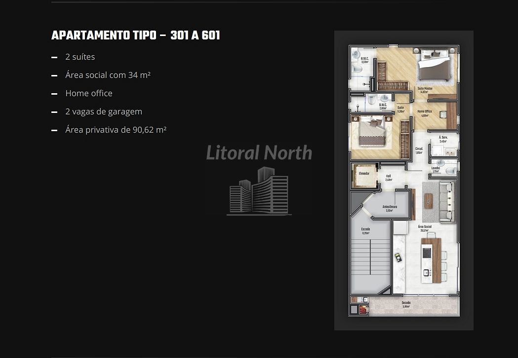 Apartamento de 2 quartos, 90m² no bairro Praia Brava, em Itajaí | Eu Corretor