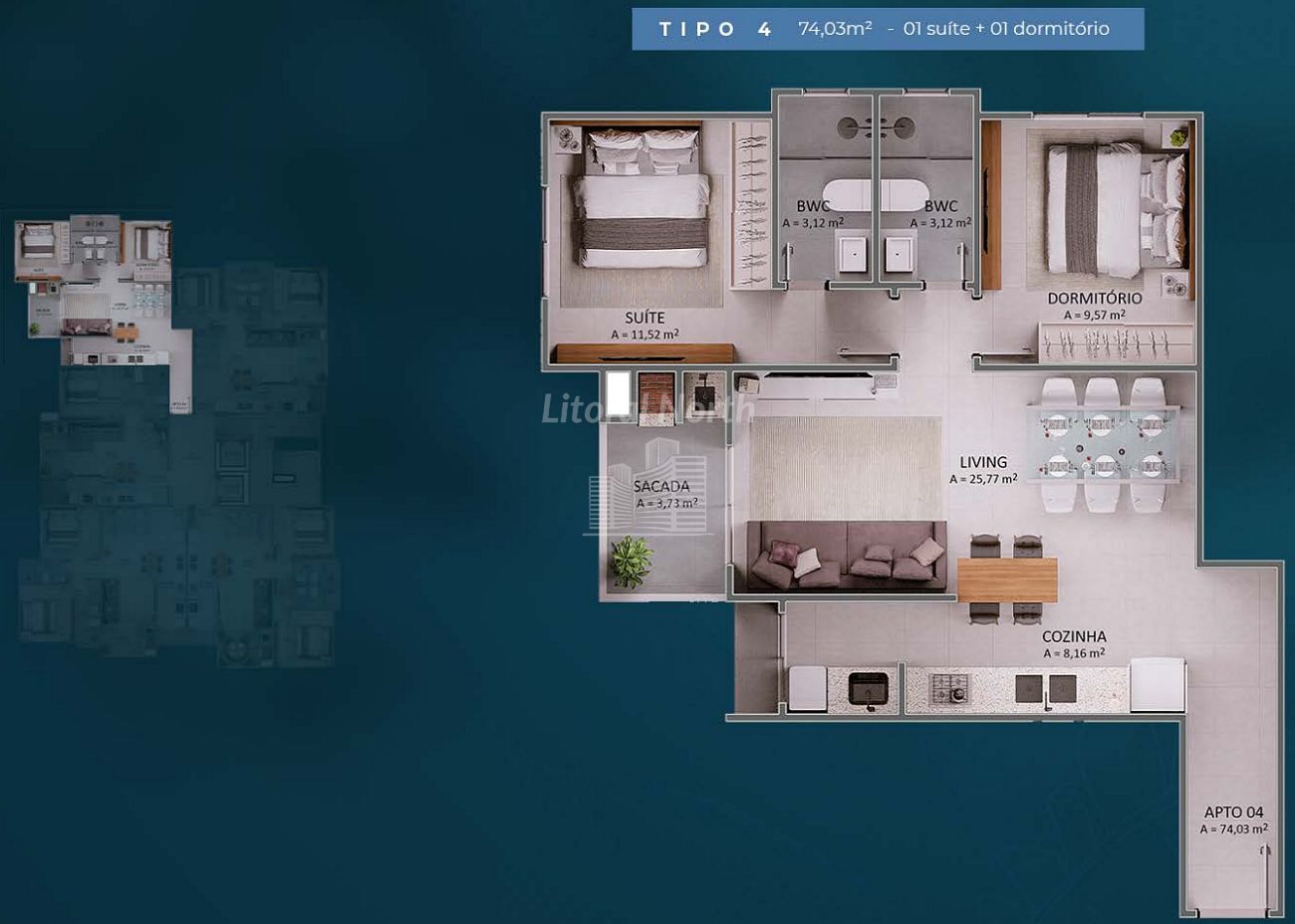 Apartamento à venda com 2 quartos, 1 suíte, 2 vagas e 74m² no Praia Brava, Itajaí (SC) — foto 22 de 24