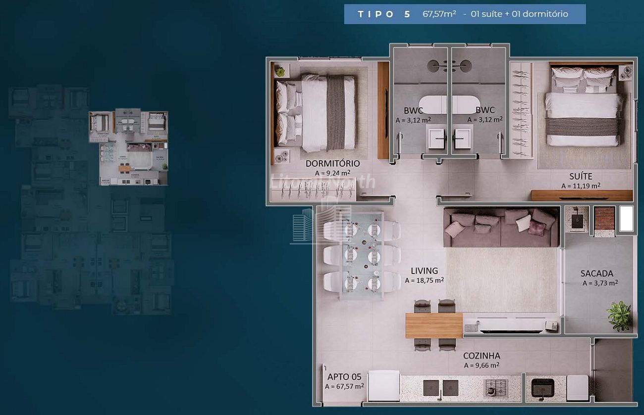 Apartamento à venda com 2 quartos, 1 suíte, 2 vagas e 74m² no Praia Brava, Itajaí (SC) — foto 23 de 24