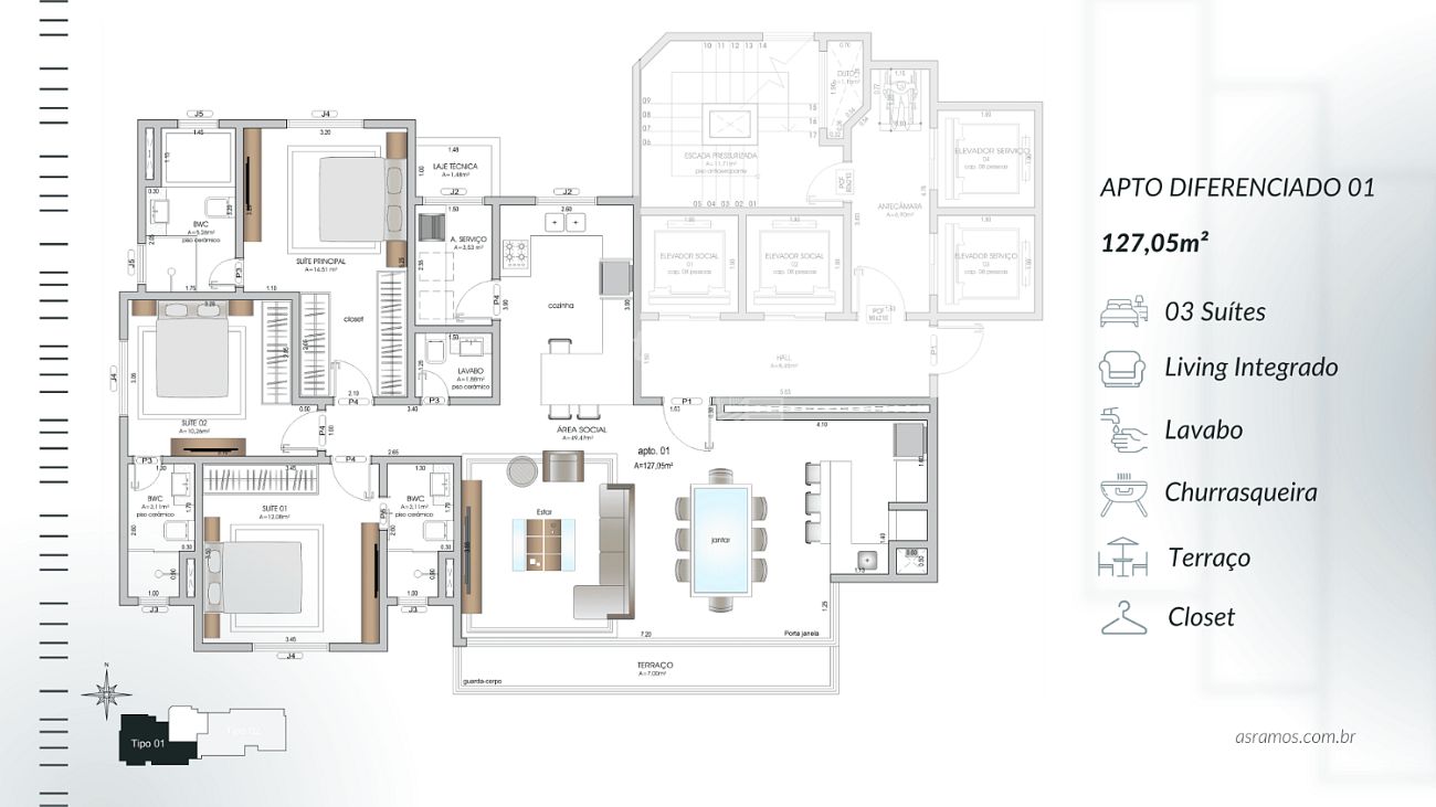 Apartamento de 3 quartos, 146m² no bairro Centro, em Balneário Camboriú | Eu Corretor
