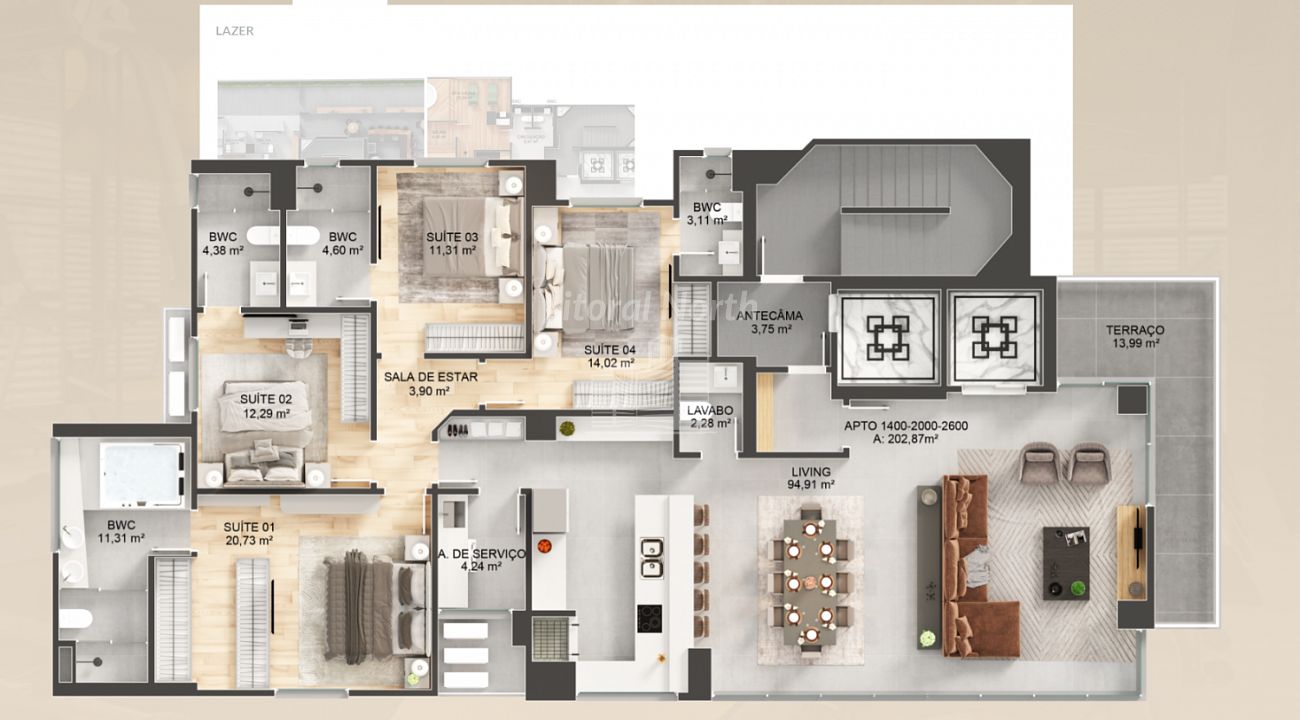 Apartamento à venda com 4 quartos, 4 suítes, 4 vagas e 185m² no Centro, Balneário Camboriú (SC) — foto 24 de 25