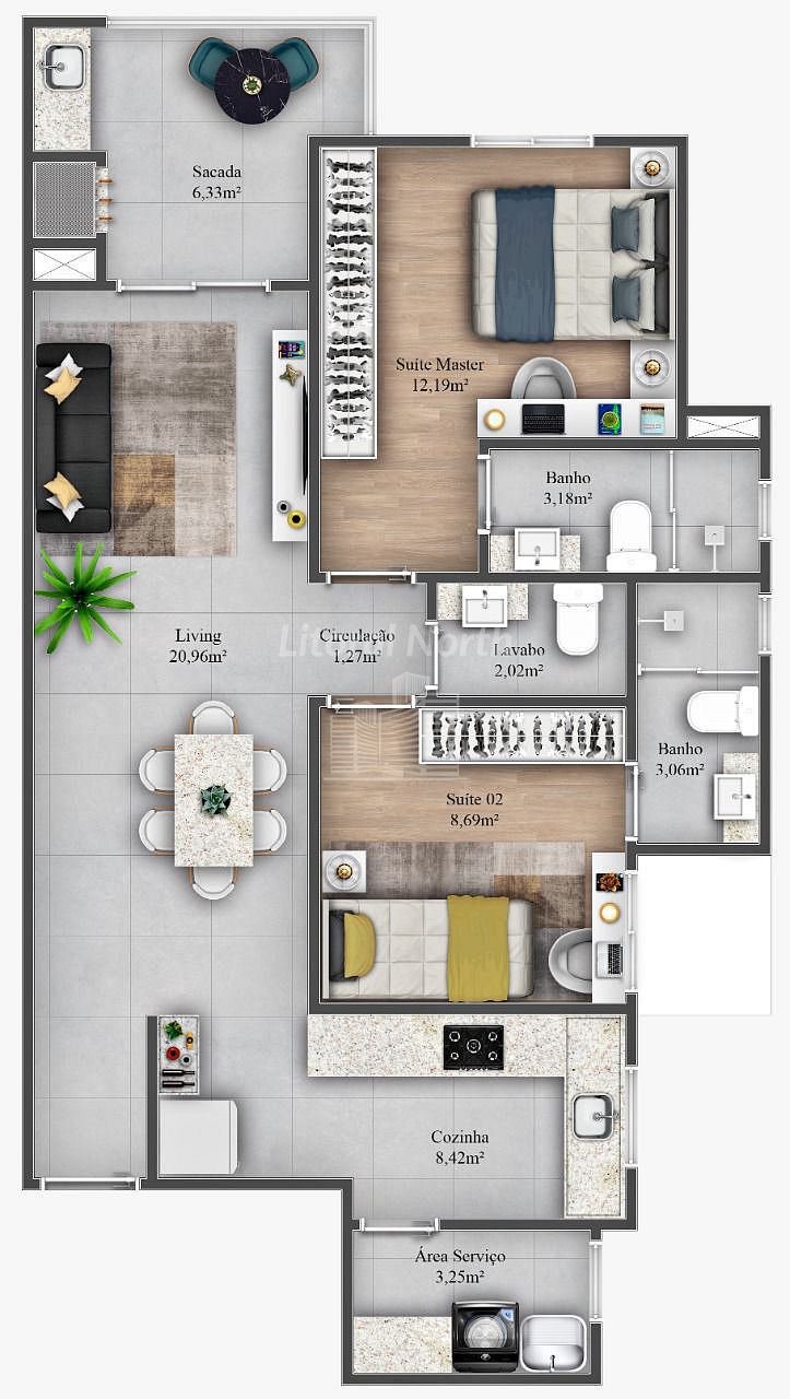 Apartamento à venda com 2 quartos, 1 suíte, 2 vagas e 76m² no Centro, Itajaí (SC) — foto 9 de 10