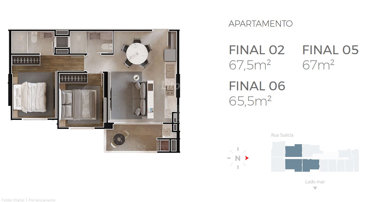 Apartamento à venda com 2 quartos, 1 suíte, 1 vaga e 71m² no Praia Brava, Itajaí (SC) — foto 9 de 13