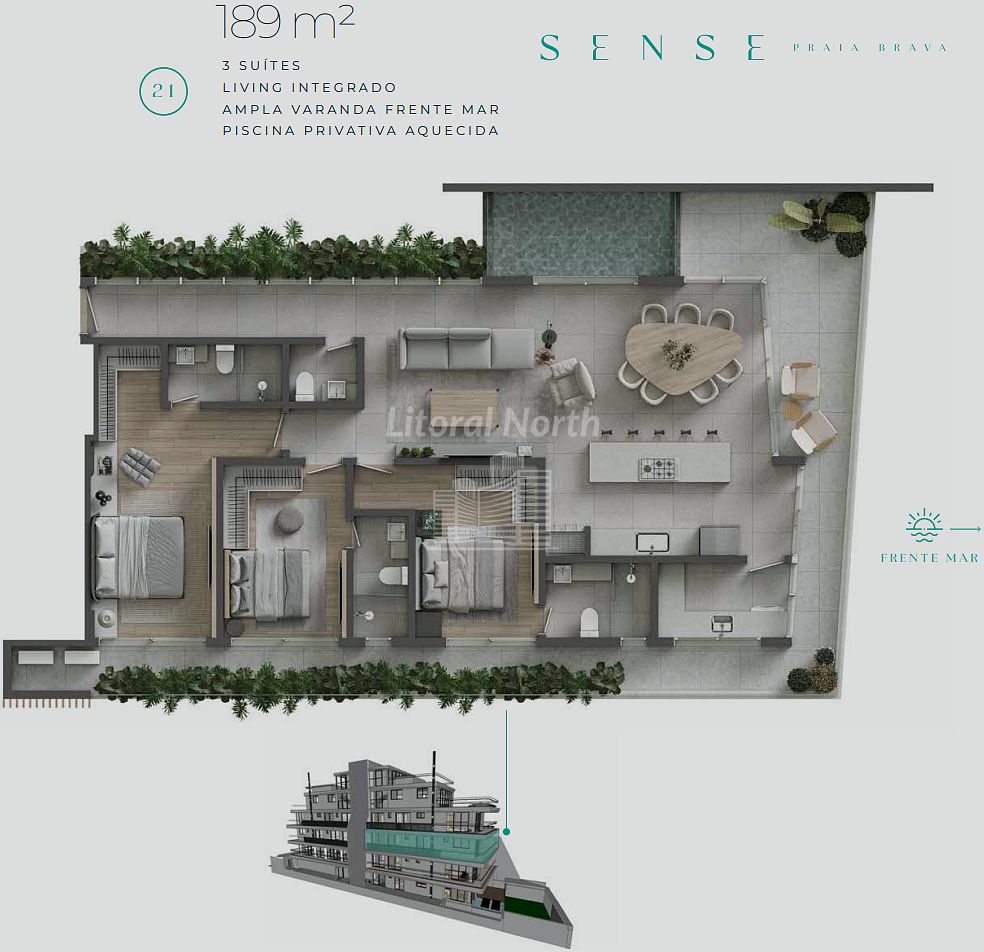 Apartamento à venda com 4 quartos, 4 suítes, 3 vagas e 189m² no Praia Brava, Itajaí (SC) — foto 8 de 14