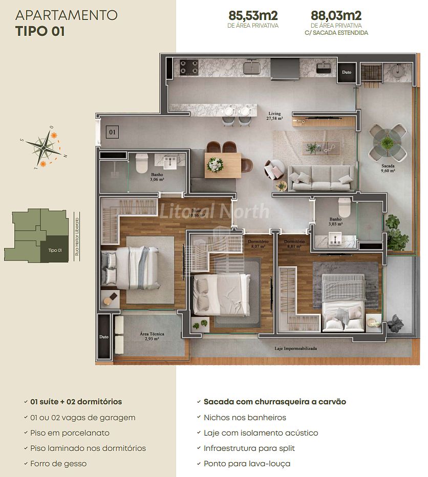 Apartamento à venda com 3 quartos, 1 suíte, 1 vaga e 84m² no São Judas, Itajaí (SC) — foto 21 de 28