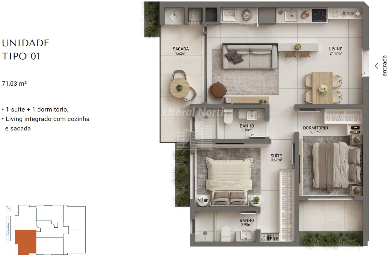 Apartamento de 2 quartos, 76m² no bairro São Judas, em Itajaí | Eu Corretor