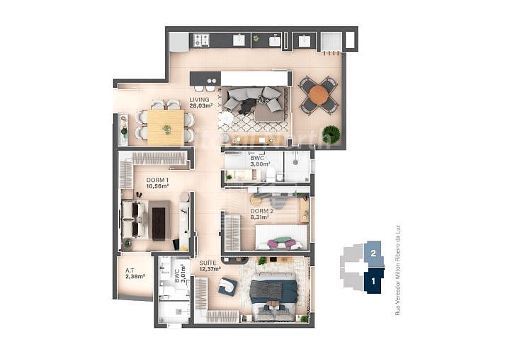 Apartamento à venda com 3 quartos, 1 suíte, 2 vagas e 90m² no Fazendinha, Itajaí (SC) — foto 10 de 11