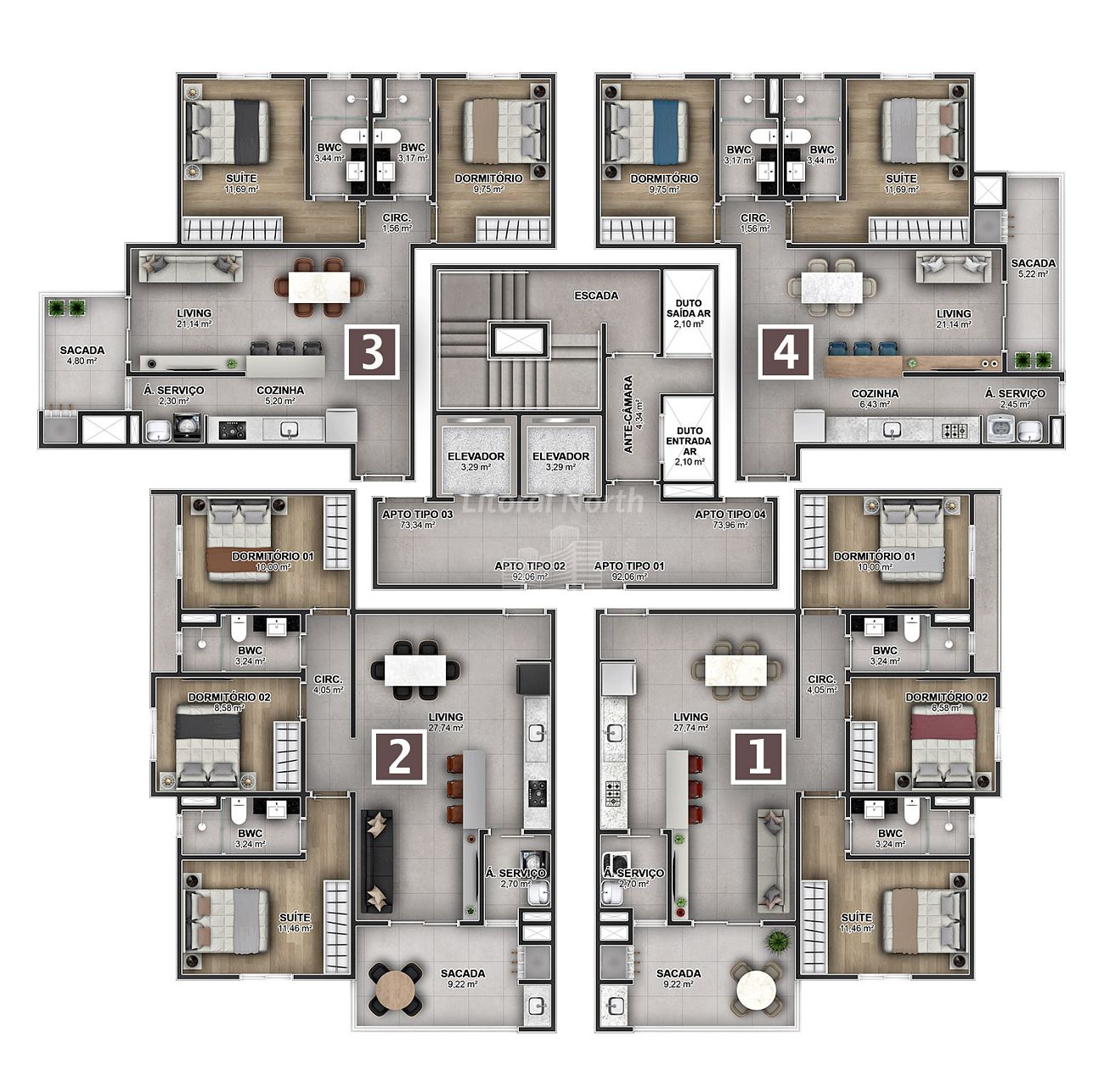 Apartamento à venda com 3 quartos, 1 suíte, 2 vagas e 92m² no Vila Operária, Itajaí (SC) — foto 3 de 3