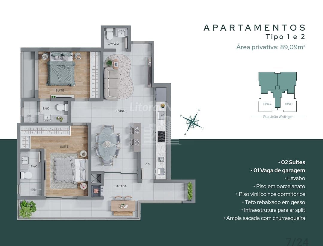 Apartamento à venda com 2 quartos, 2 suítes, 1 vaga e 89m² no Fazenda, Itajaí (SC) — foto 15 de 17