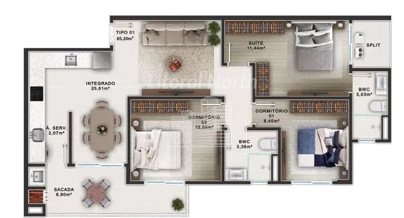 Apartamento à venda com 3 quartos, 1 suíte, 2 vagas e 85m² no São Judas, Itajaí (SC) — foto 5 de 7