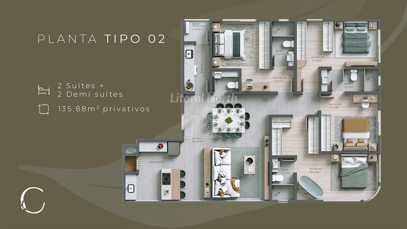 Apartamento à venda com 3 quartos, 3 suítes, 3 vagas e 135m² no Centro, Balneário Camboriú (SC) — foto 15 de 16