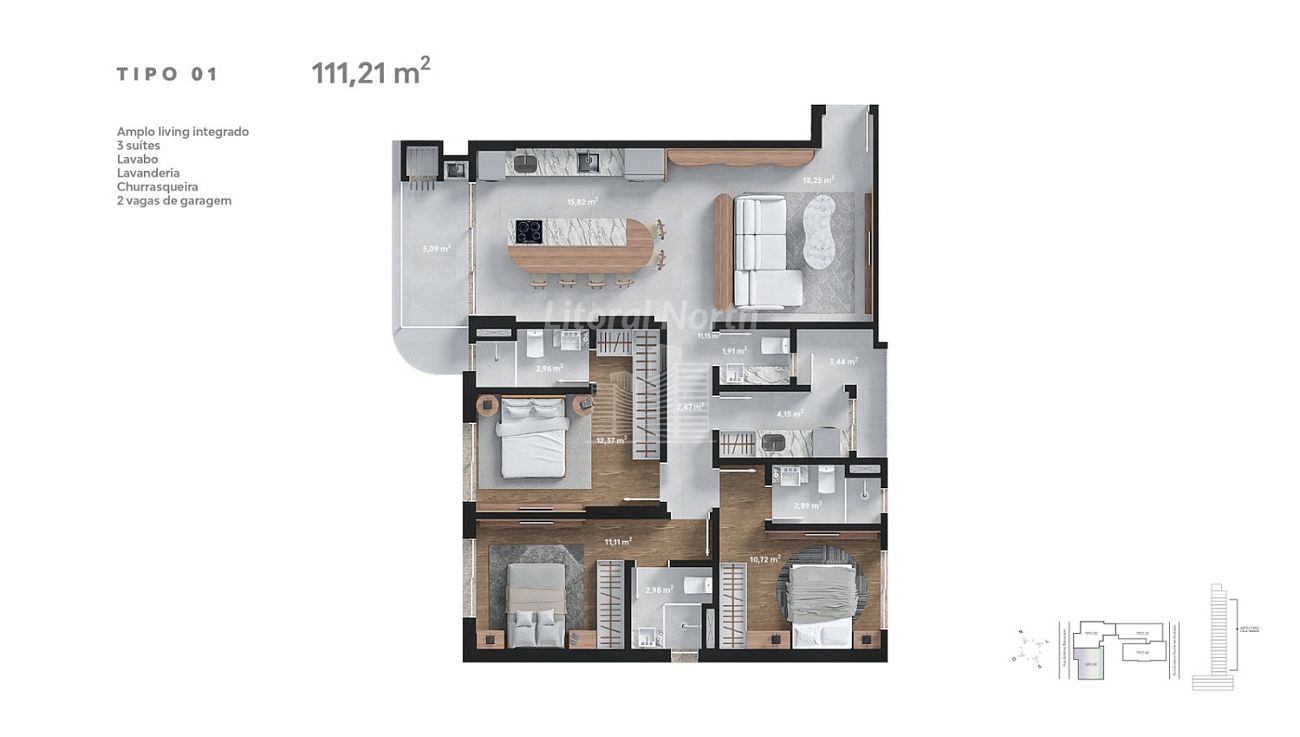 Apartamento à venda com 3 quartos, 3 suítes, 3 vagas e 112m² no Fazenda, Itajaí (SC) — foto 25 de 28