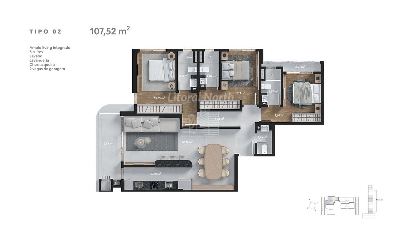 Apartamento à venda com 3 quartos, 3 suítes, 3 vagas e 112m² no Fazenda, Itajaí (SC) — foto 26 de 28
