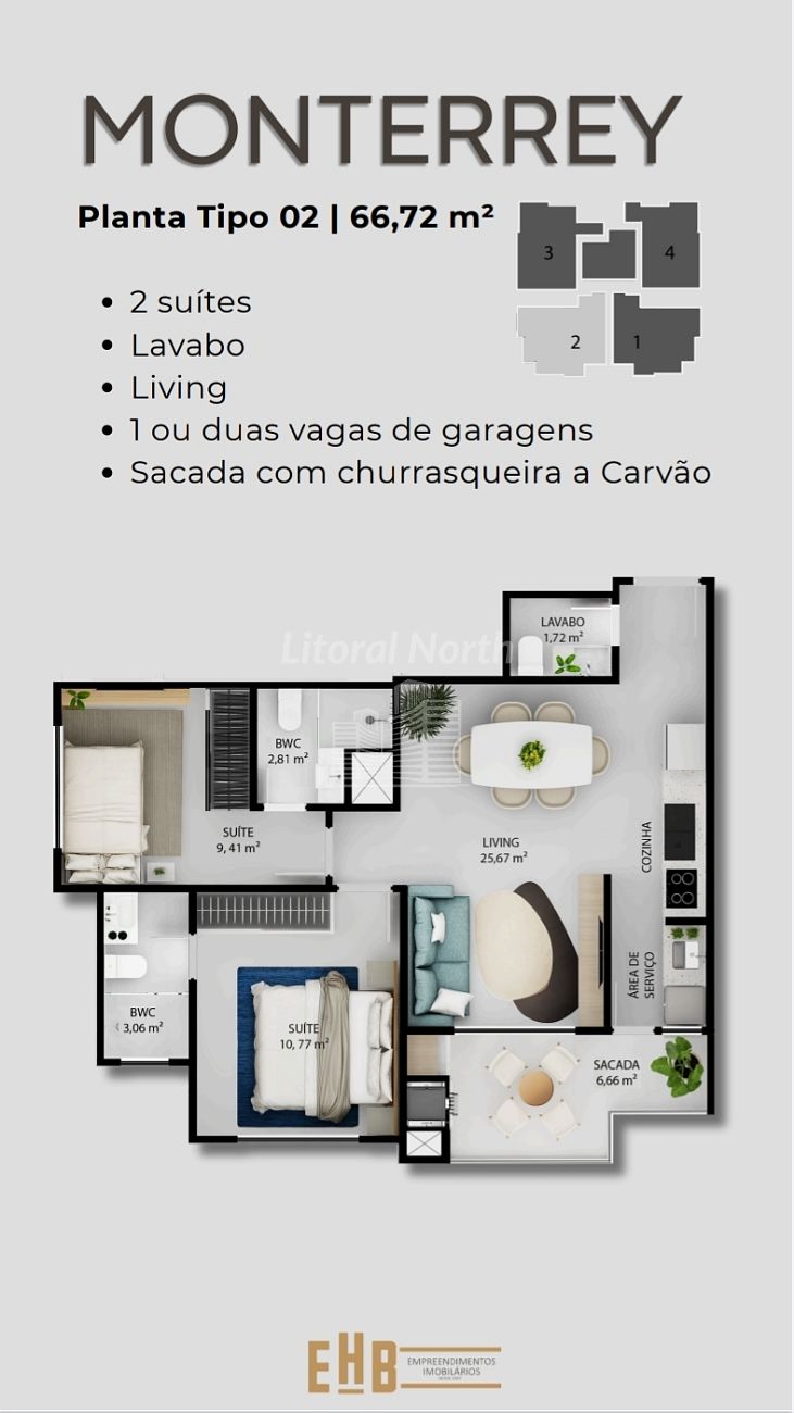 Apartamento à venda com 2 quartos, 2 suítes, 2 vagas e 61m² no Nações, Balneário Camboriú (SC) — foto 9 de 11