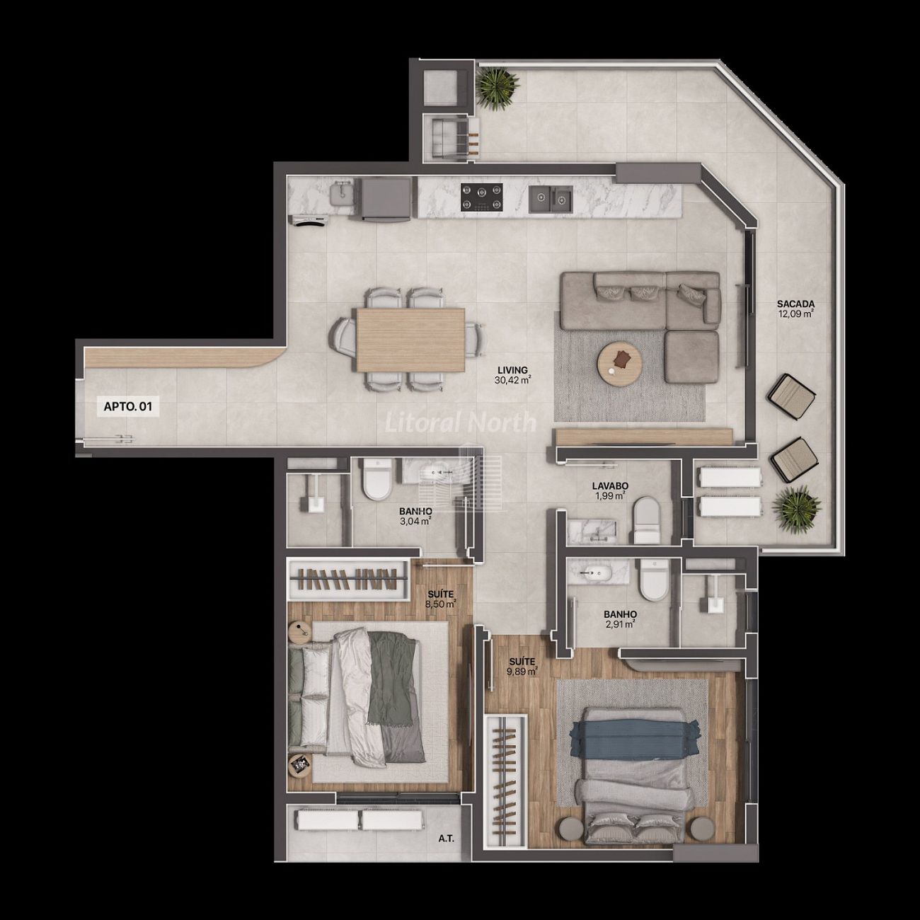 Apartamento à venda com 2 quartos, 2 suítes, 2 vagas e 73m² no Praia Brava, Itajaí (SC) — foto 12 de 20