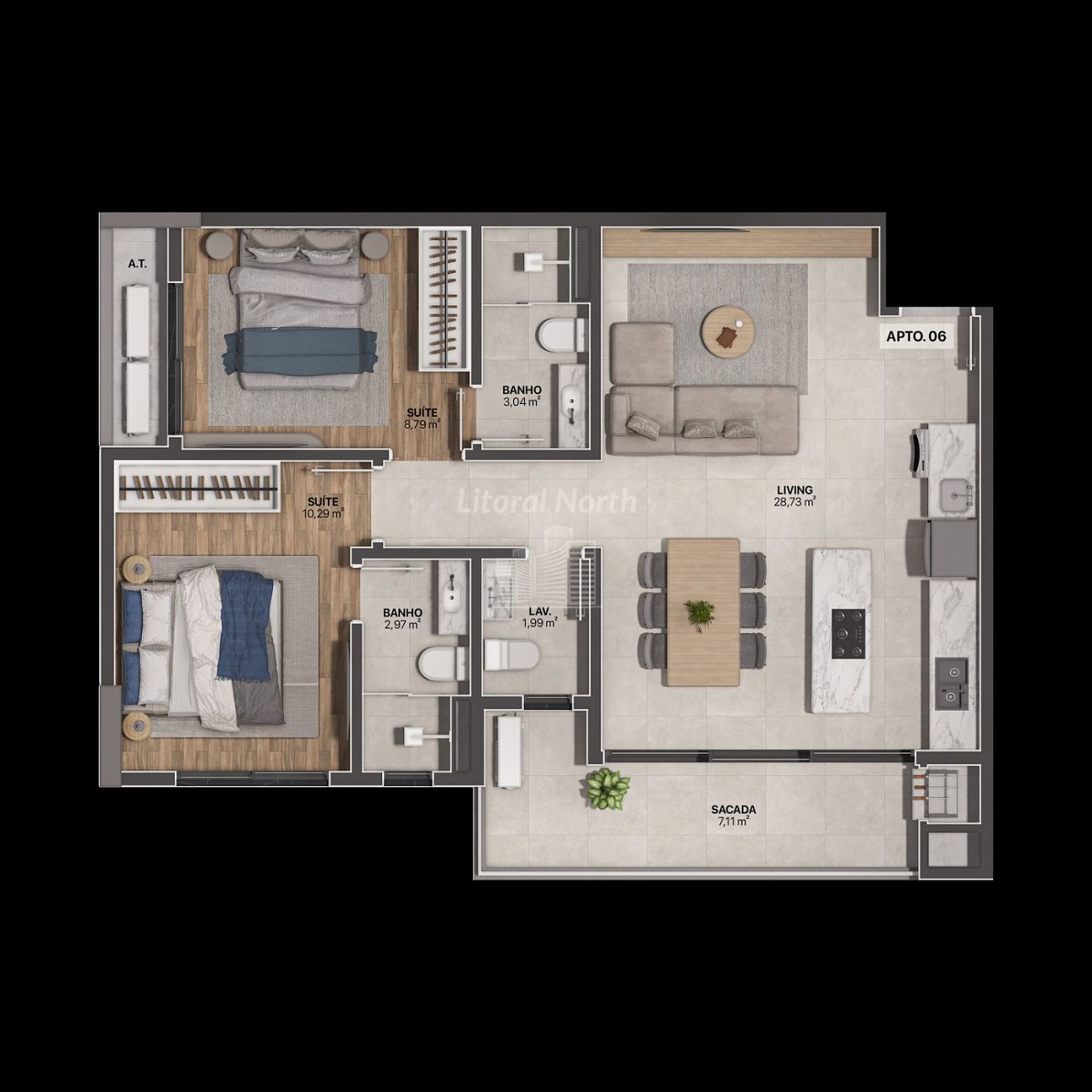 Apartamento à venda com 2 quartos, 2 suítes, 2 vagas e 73m² no Praia Brava, Itajaí (SC) — foto 17 de 20