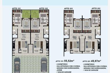 Sacada Com Churrasqueira e ambiente integrado - 2 dormitórios
